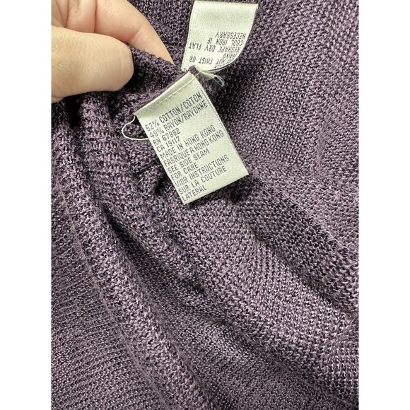 TALBOTS PURPLE WOOD BUTTON CARDIGAN LARGE KNIT LONG SLEEVE - Picture 8 of 8